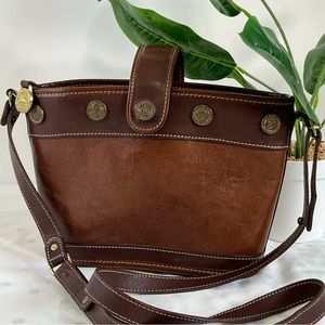 Brahmin Vintage New Directions Bucket Crossbody Bag Purse Zipper Leather…